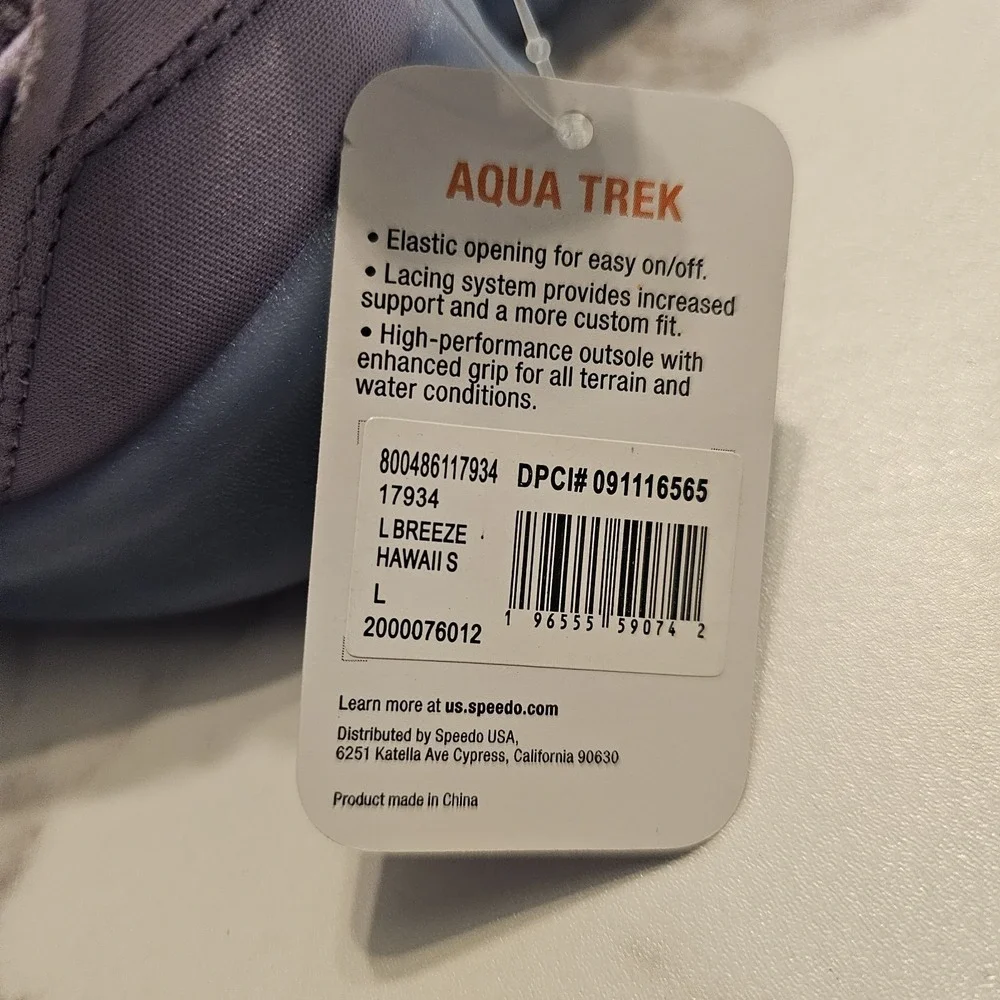 Speedo Aqua Trek Water Shoes Kids Junior Size L 4-5 Lavender Breeze Hawaii NWT